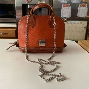 Vintage Dooney Bourke Dome Orangish Rust Textured Leather Mini Crossbody